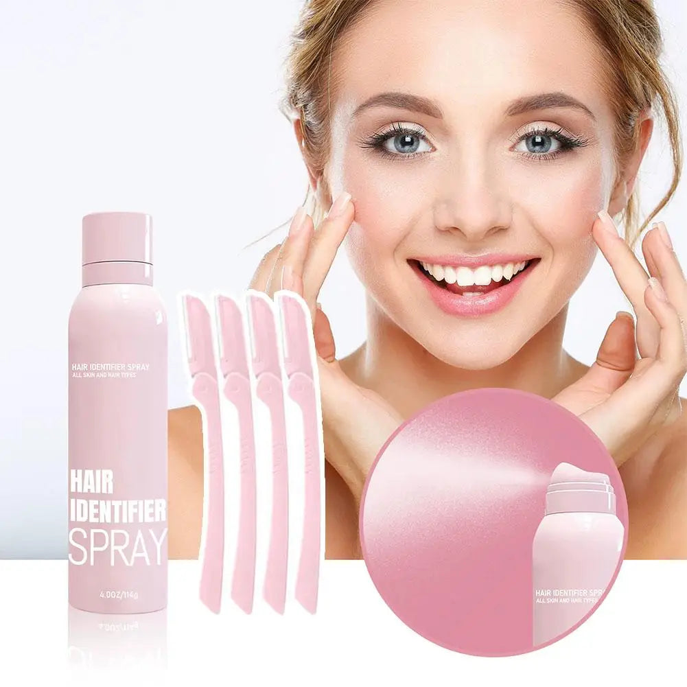 Hair Identifier Spray for Face Shaving,Skin Body Dermaplaning Spray with Razors,Moisturizing and Skin Care Set Hair Removal Kit